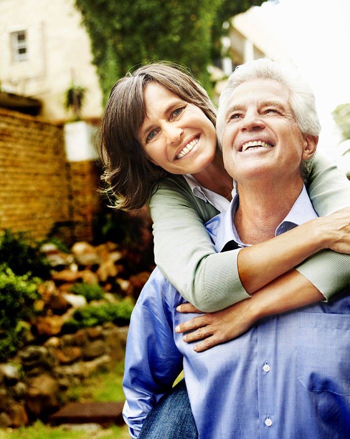 Older couple embracing