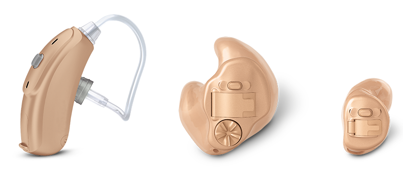 Various hearing aid styles.